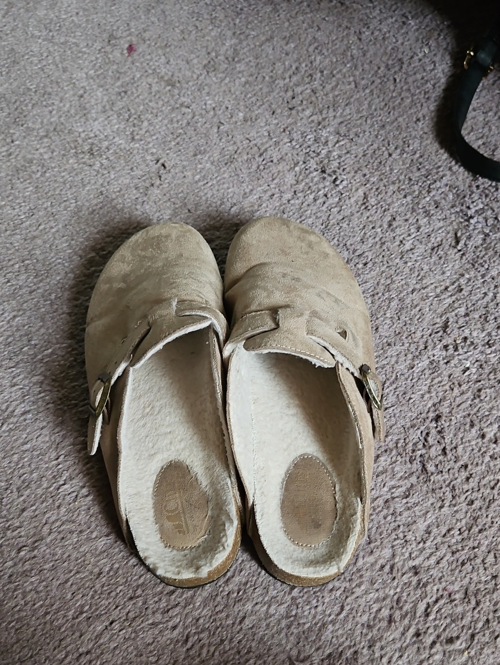 Cliffs by WHITE MOUNTAIN Tan Suede Slip-On Clogs with Buckle